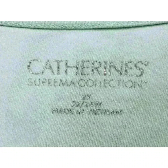 Catherines Supima Collection top 2X square neck short sleeve green flaw - Picture 3 of 9